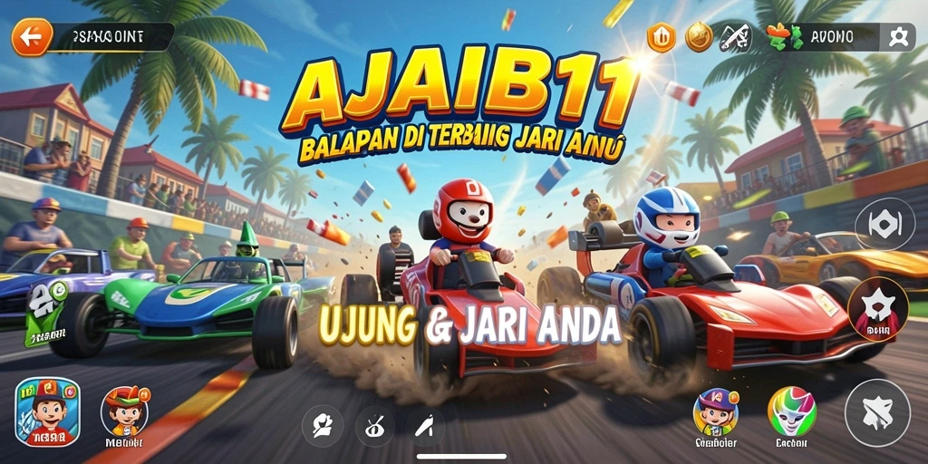 Tampilan gameplay AJAIB11 dengan grafik balapan yang realistis.