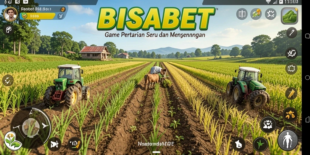 Tangkapan layar utama BISABET menampilkan gameplay bertani yang menarik.