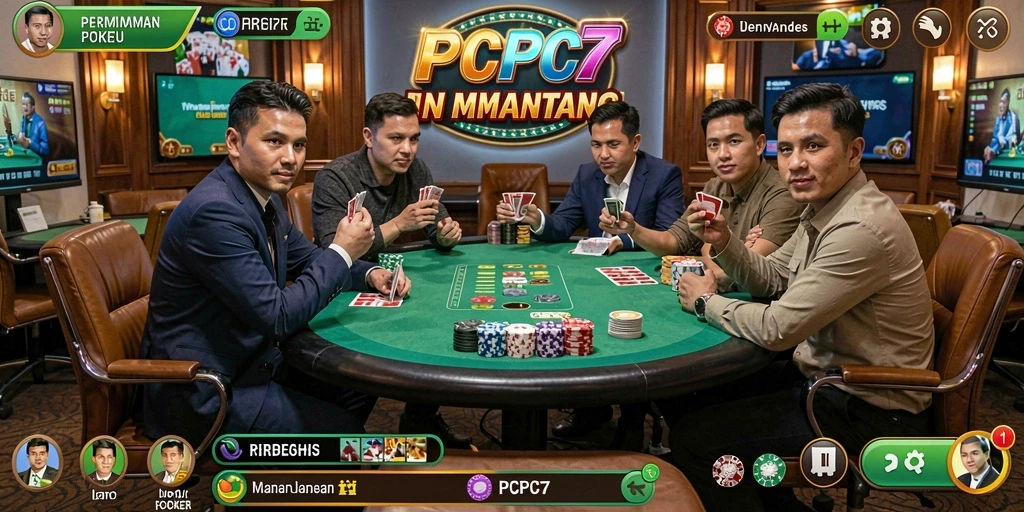 Screenshot PCPC7 menampilkan gameplay Poker yang mendebarkan.