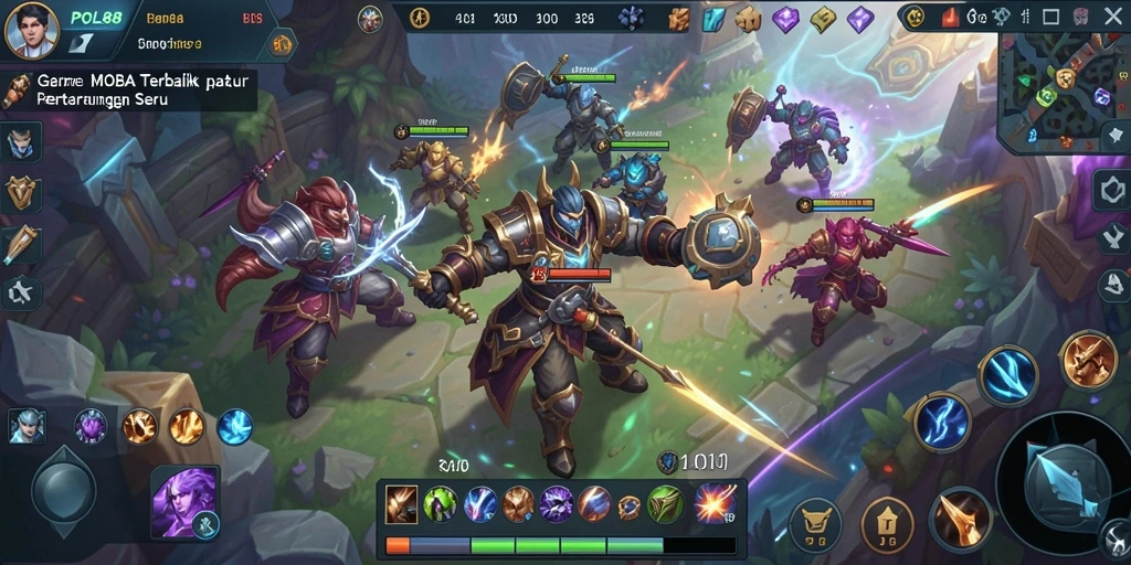 Tampilan aksi seru dalam permainan MOBA POL88.