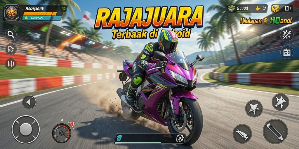 Screenshot gameplay RAJAJUARA yang mendebarkan di lintasan balapan.