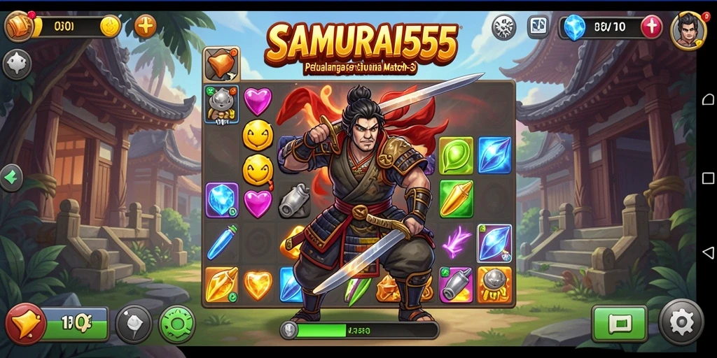Tangkapan layar SAMURAI555 menampilkan gameplay seru dalam kategori Match-3.