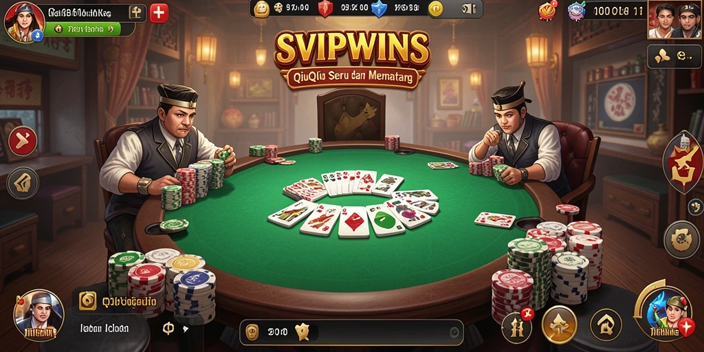 Screenshot SVIPWINS menampilkan gameplay QiuQiu yang mendebarkan.